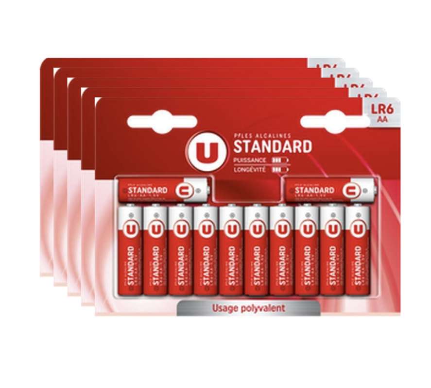 SUPER OFFRE -30% Lot de 5 : Piles AA / LR6, U (x 60)