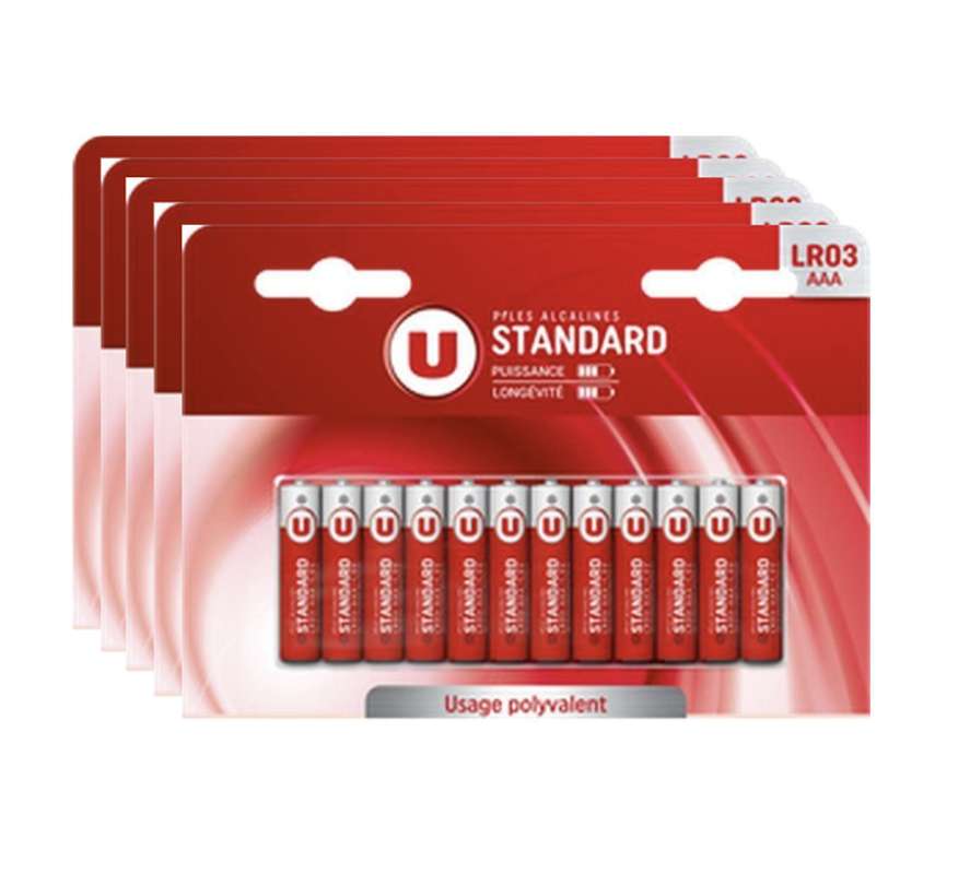 SUPER OFFRE -30% Lot de 5 : Piles AAA / LR3, U (x 60)