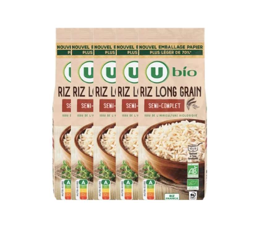 SUPER OFFRE -30% Lot de 5 : Riz semi complet long BIO, U BIO (5 x 500 g)