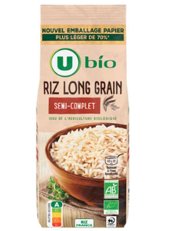 SUPER OFFRE -30% Lot de 5 : Riz semi complet long BIO, U BIO (5 x 500 g)