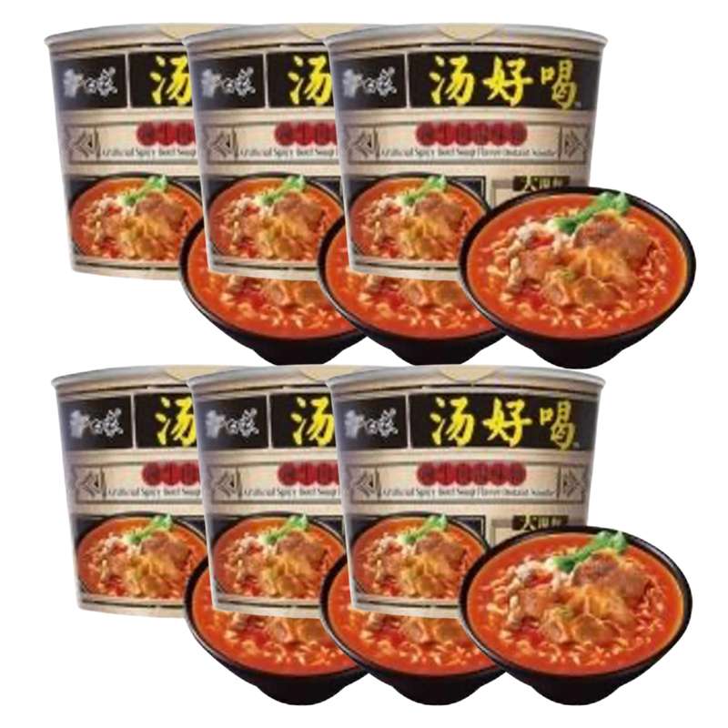 SUPER OFFRE -30% lot de 6 : Nouilles instantanées soupe au bœuf épicée, BaiXiang (6 x 107 g)