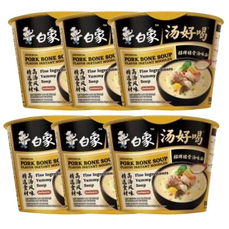 SUPER OFFRE -30% lot de 6 : Soupe à l'os de porc nouilles, BaiXiang (6 x 108 g)