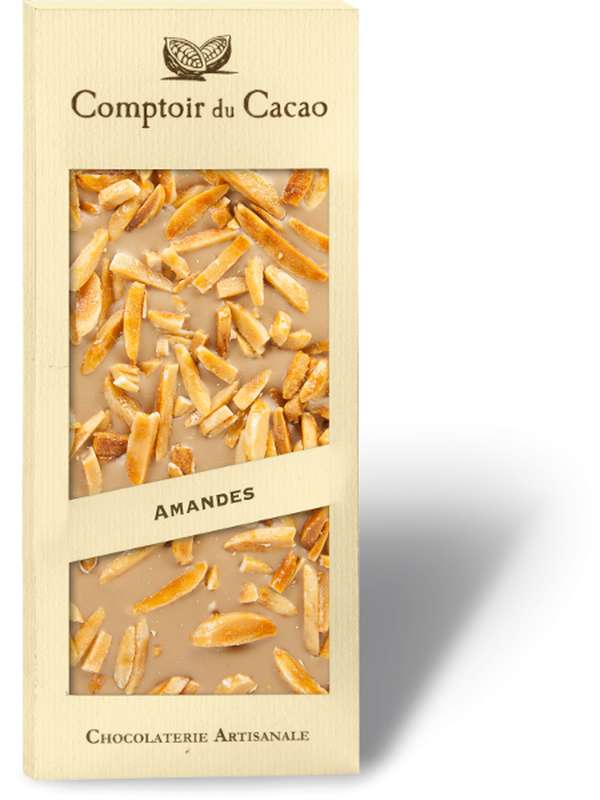 Tablette gourmande blond amandes caramélisées, Comptoir Cacao (90 g)