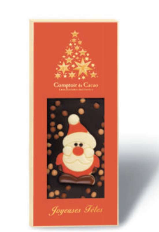 Tablette gourmande noir Père Noël, Comptoir Cacao (90 g)