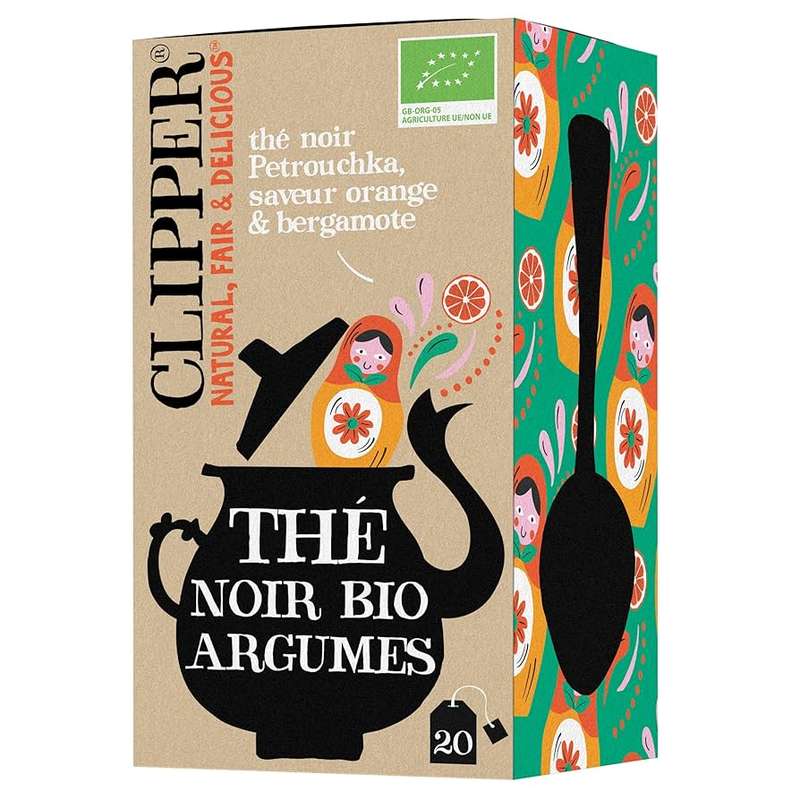Thé noir petrouchka à la russe saveur bergamote et agrumes BIO, Clipper (20 sachets)
