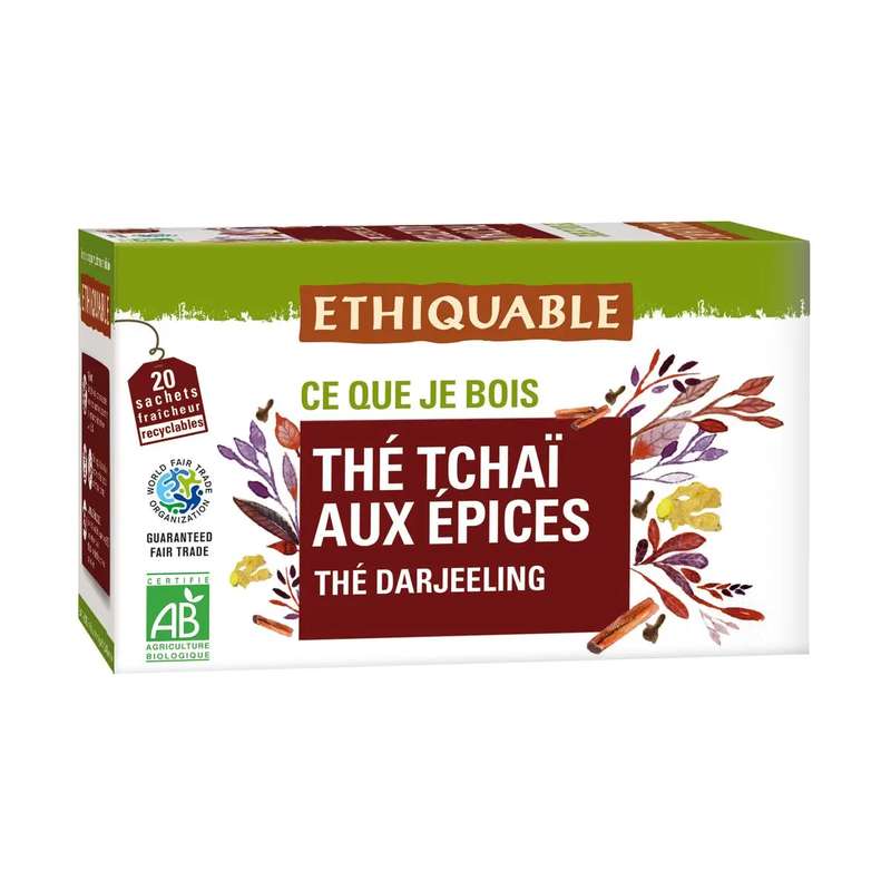 Thé noir Tchaï aux épices BIO, Ethiquable (36 g)