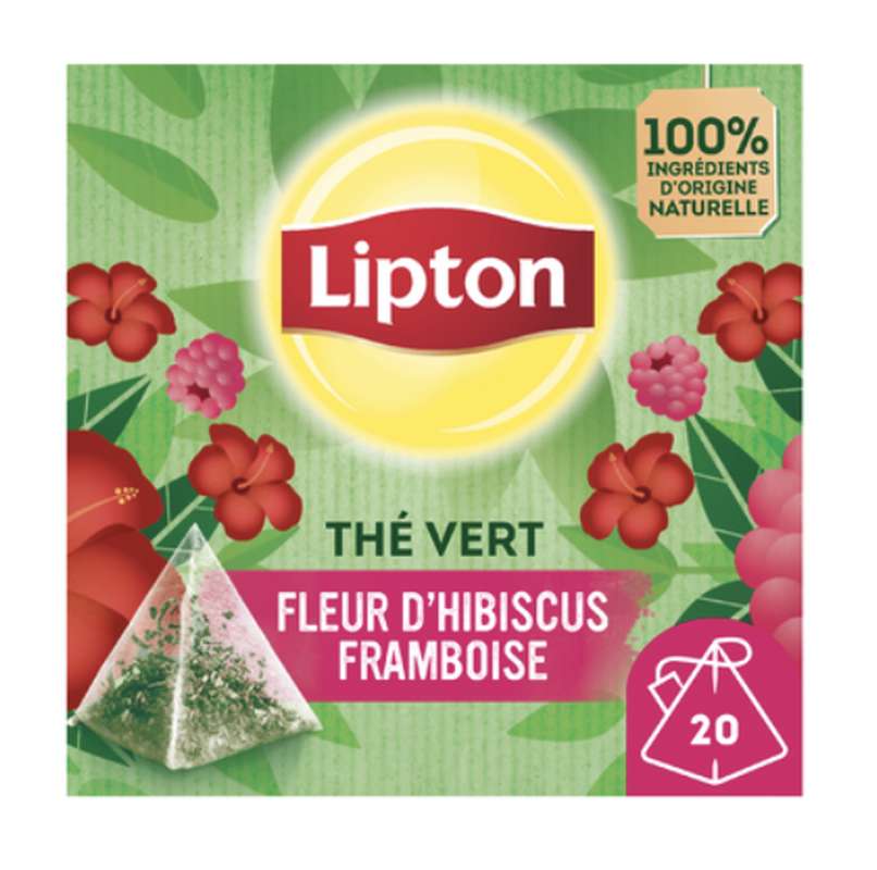 Thé vert Hibis/framboise, Lipton (x 20)