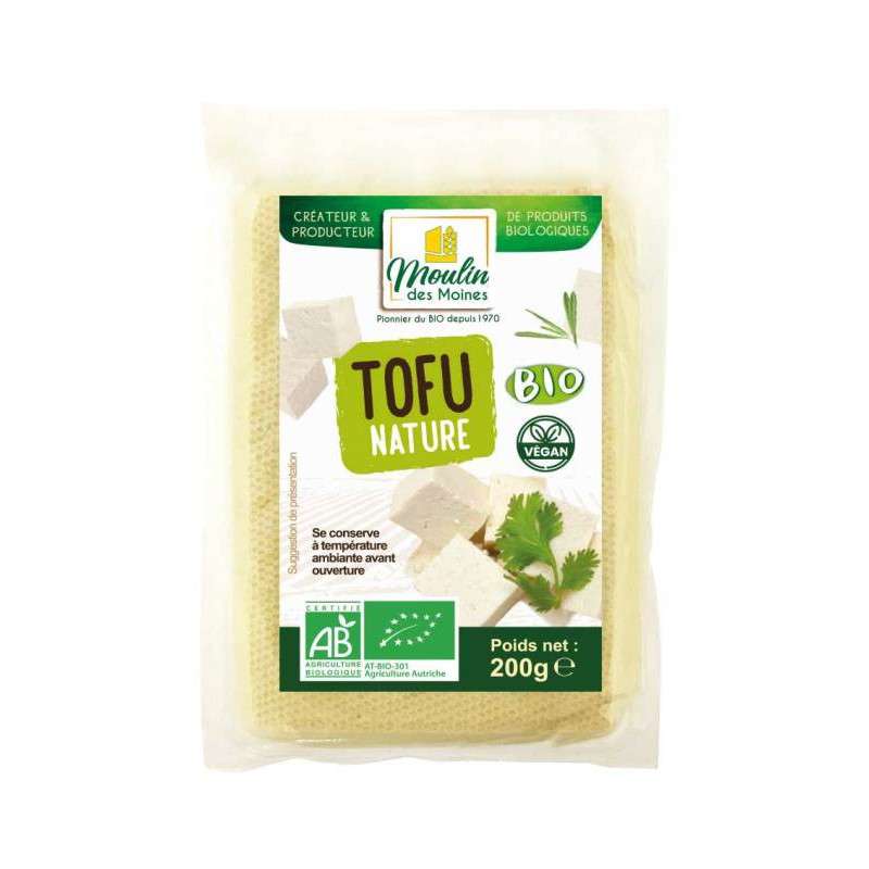 Tofu nature vegan BIO, Moulin des Moines (200 g)
