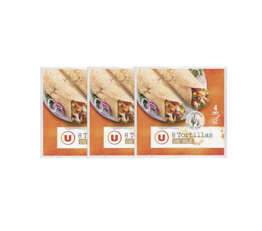 Lot de 3 x Tortillas souples de blé, U (x 8, 320 g)