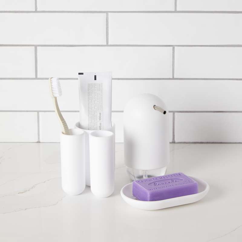 Umbra Porte-Brosse à Dents Tactile Bleu Ardoise - Support 3 Compartiments Moderne