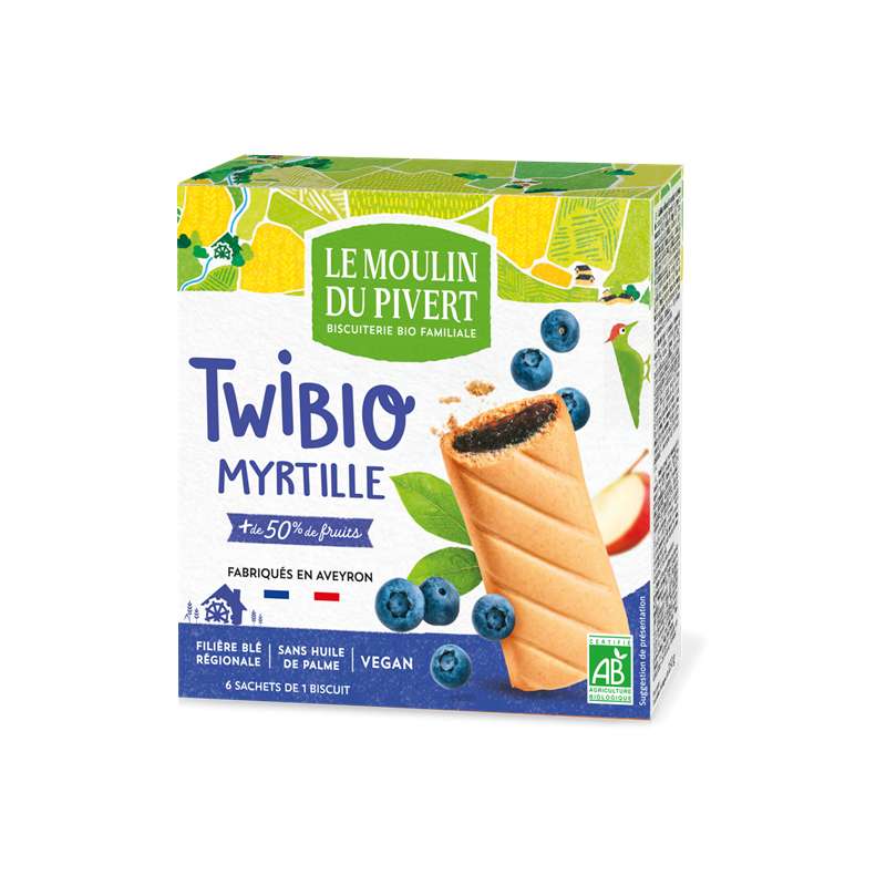 Twibio fourré myrtille BIO, Le Moulin du Pivert (150 g)