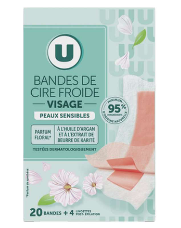 U Bandes de cire froide pour le visage, U (x 20)