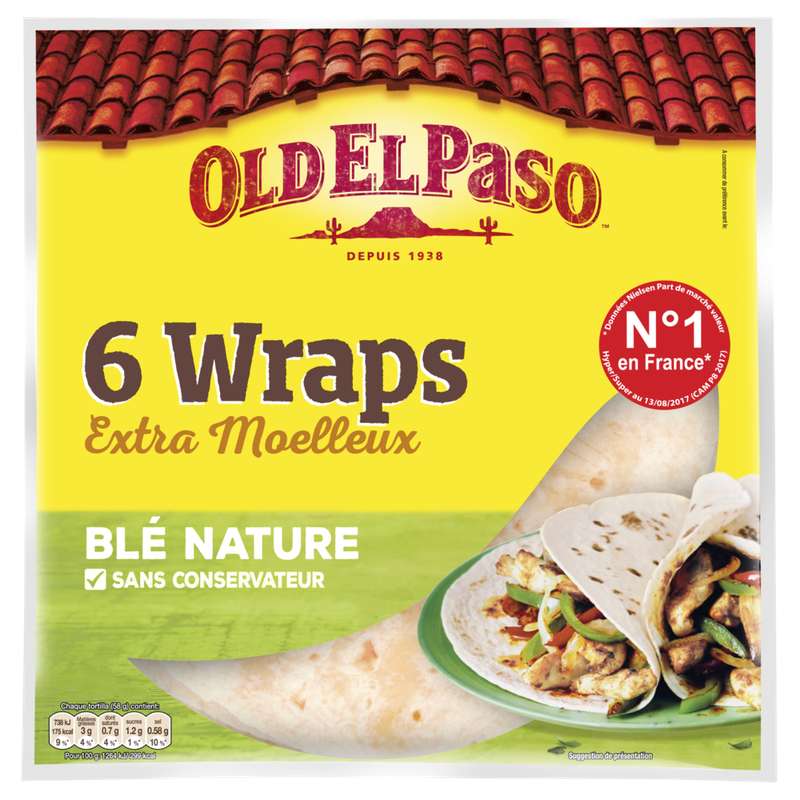 Wraps de blé souples, Old el Paso (x 6, 350 g) Bam courses Le plus