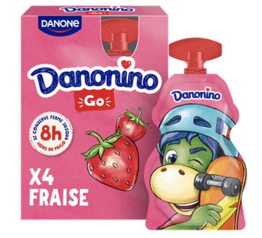 2 Packs de 4 Yaourts à boire Danonino fraise, Danone (8 x 70 g)