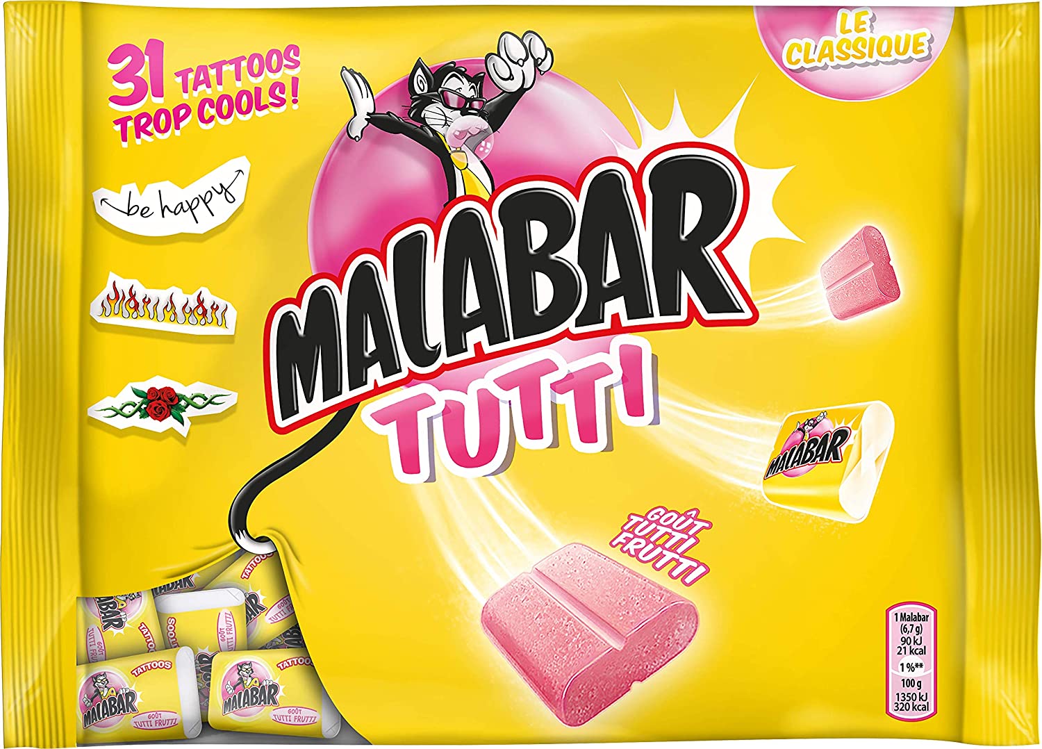 Chewinggum Tutti Frutti, Malabar (214 g) La belle vie Changez