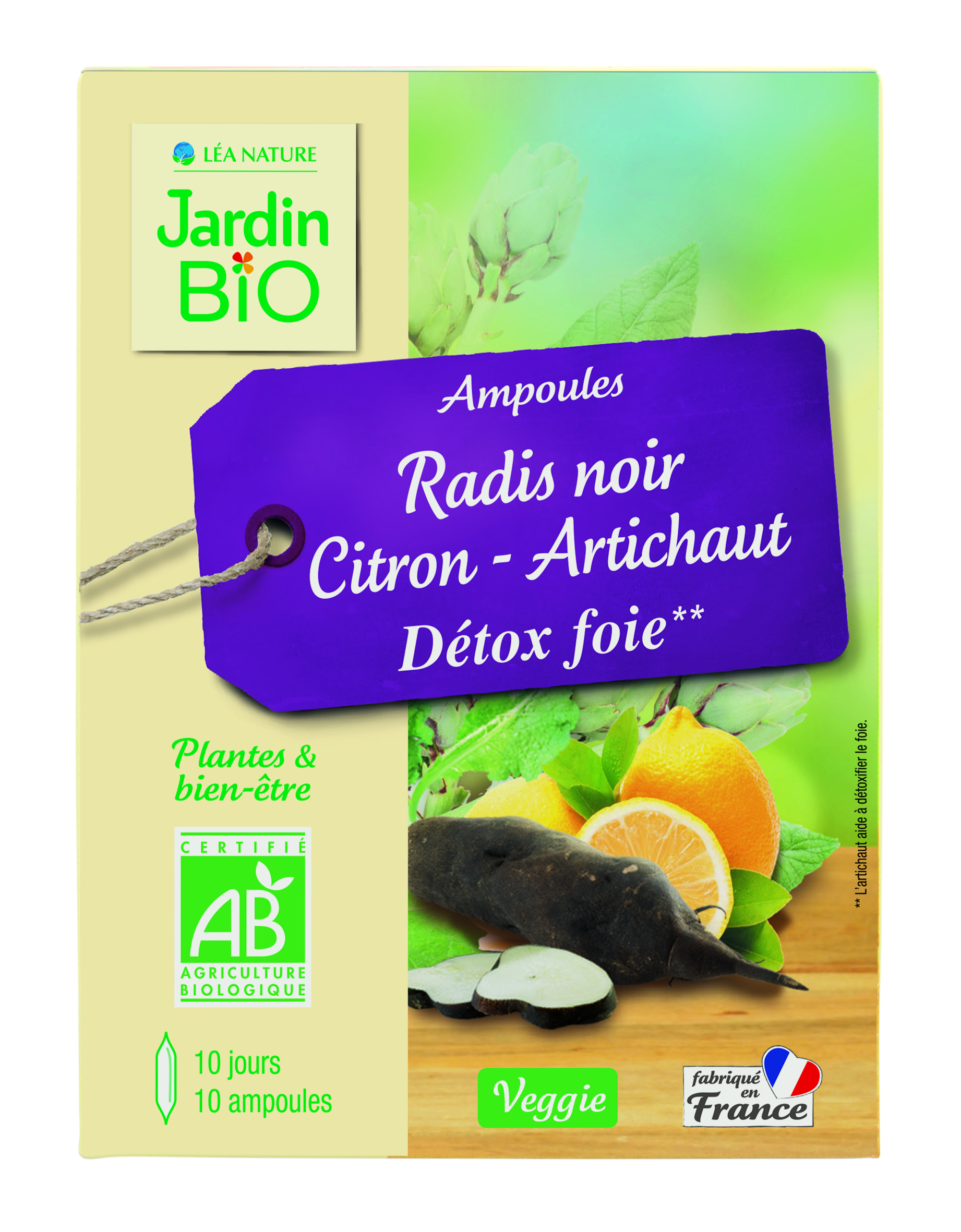 Ampoules Détox foie Radis noir Citron Artichaut BIO (x 10) La belle vie grande épicerie