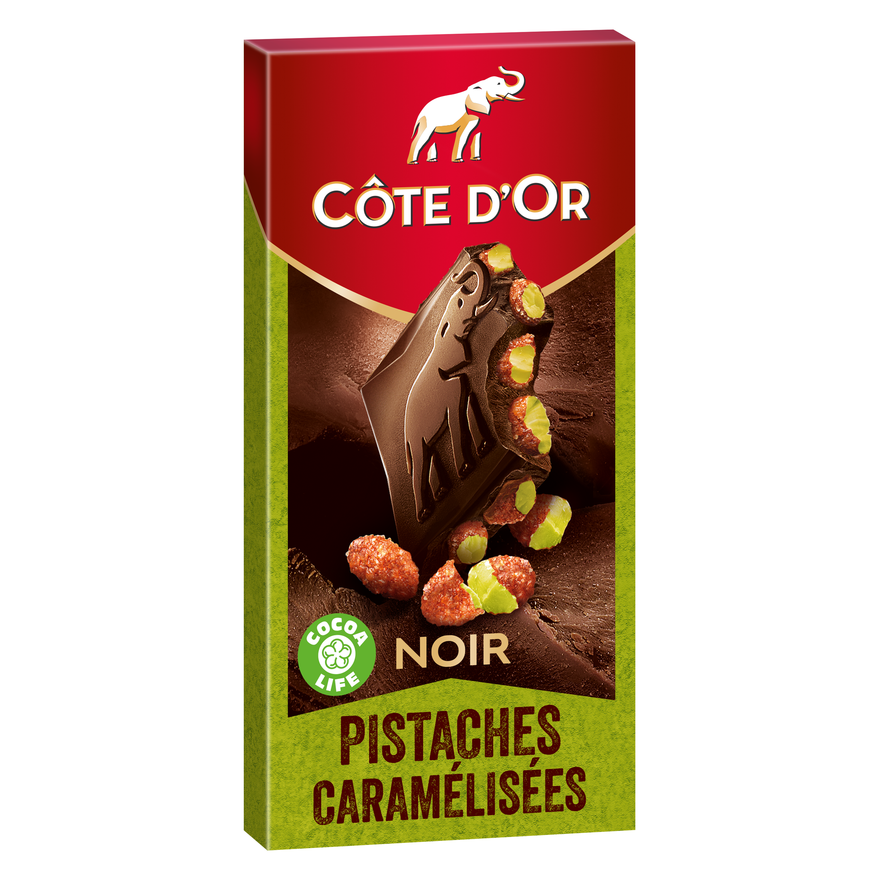 Chocolat noir pistache caramélisées, Côte d'Or (180 g) La belle vie