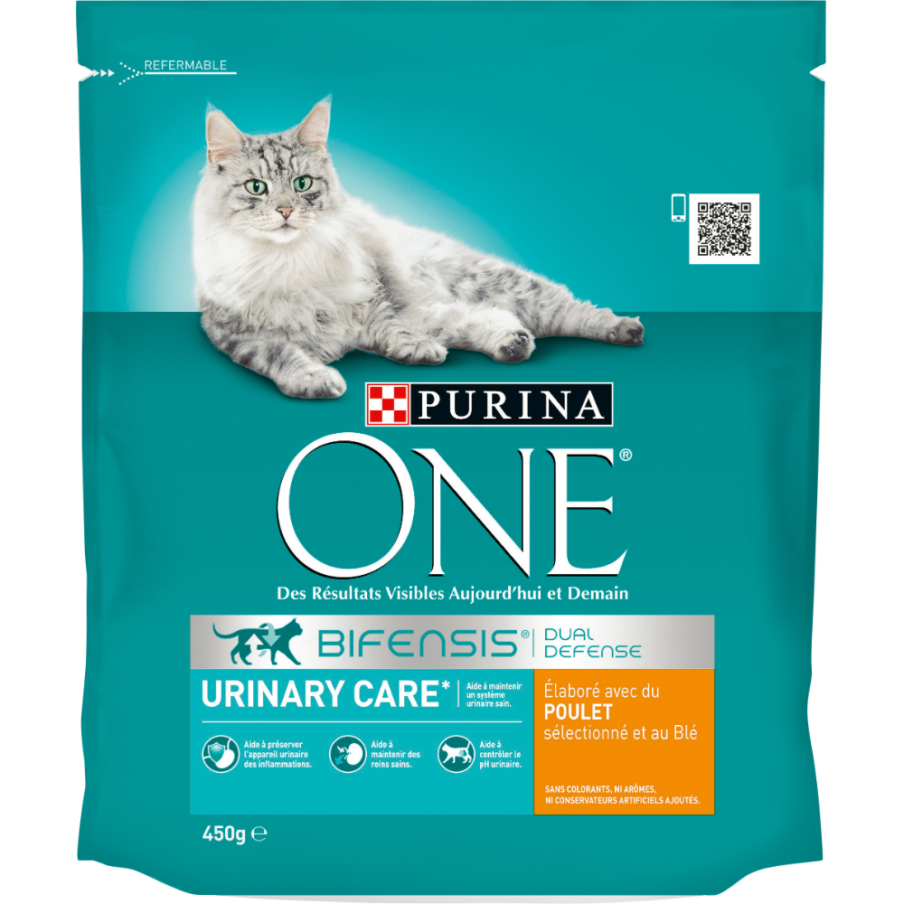 Croquettes pour chat adulte Urinary Care au poulet, Purina One (450 g