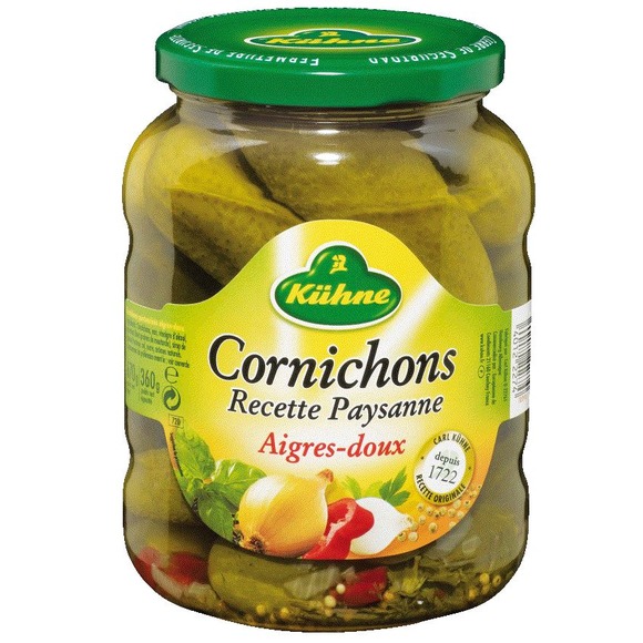 Gros cornichons aigre doux paysanne, Kuhne (850 g) La belle vie