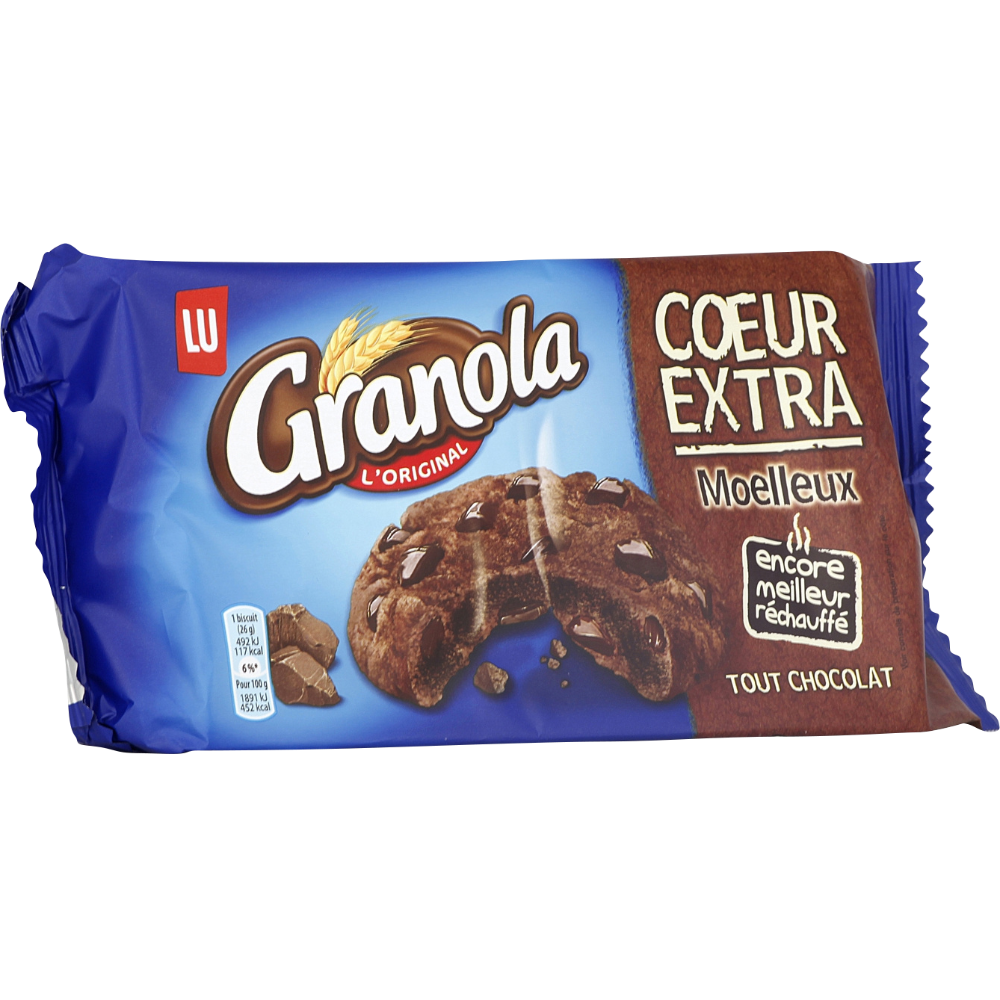 Granola cookies coeur extra moelleux tout chocolat, Lu (182 g) La