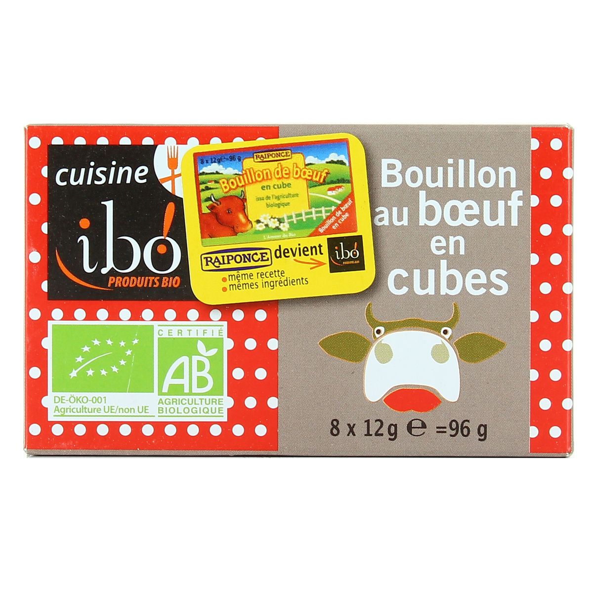 Bouillon cubes au boeuf BIO, Ibo (96 g) La belle vie grande