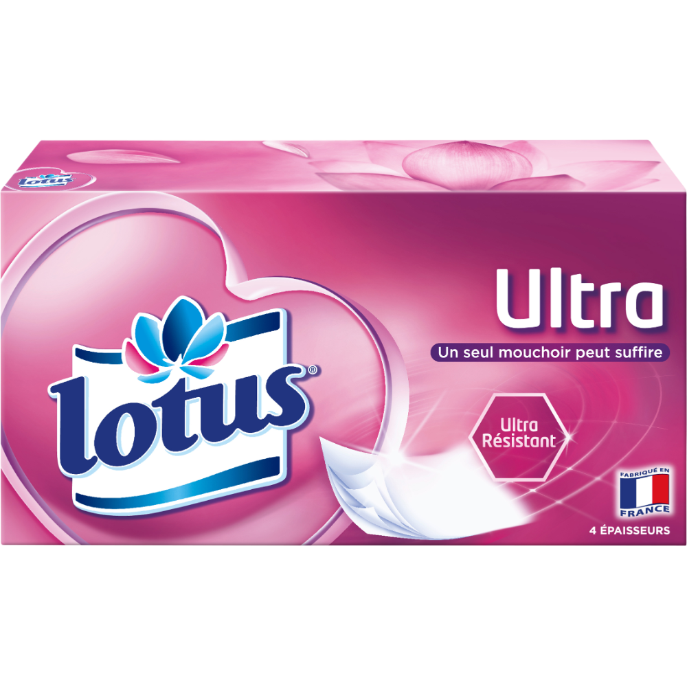 Lotus Ultra Mouchoirs Boîte - Lot De 3 X 72 (216 Mouchoirs) 4 Épaisseurs Ultra Résistants Et Doux