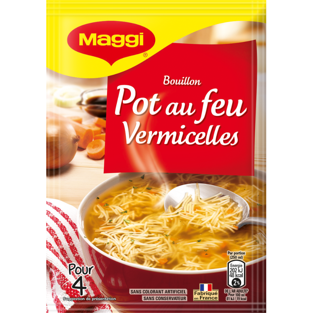 Bouillon pot au feu et vermicelles à l'ancienne déshydraté, Maggi (57 g